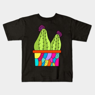 Cute Cactus Design #127: Cute Cacti In A Funky Patterned Pot Kids T-Shirt